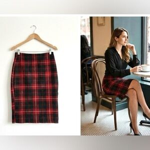 Zara Plaid pencil Skirt